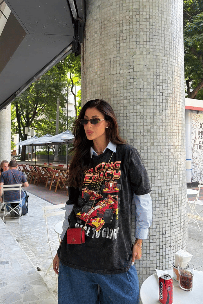 T-SHIRT OVERSIZED RACING LEGACY PRETO SKY