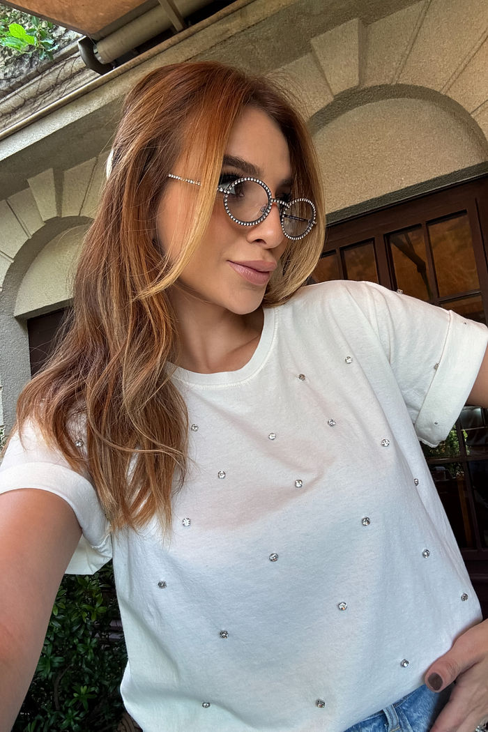 T-SHIRT ESTONADA PONTOS DE LUZ OFF WHITE