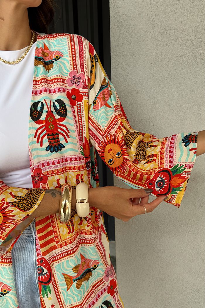 KIMONO CURTO ESTAMPADO ANNE BRASILIDADES