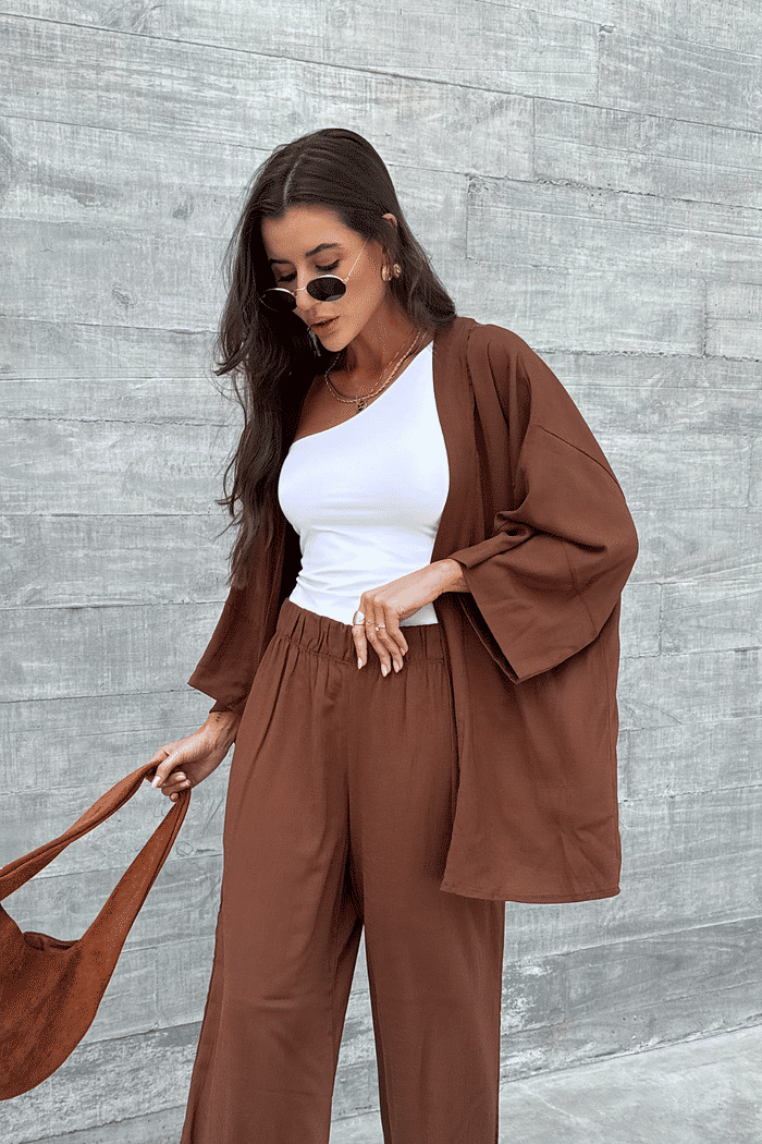 KIMONO BIANCA MARROM TRUFADO