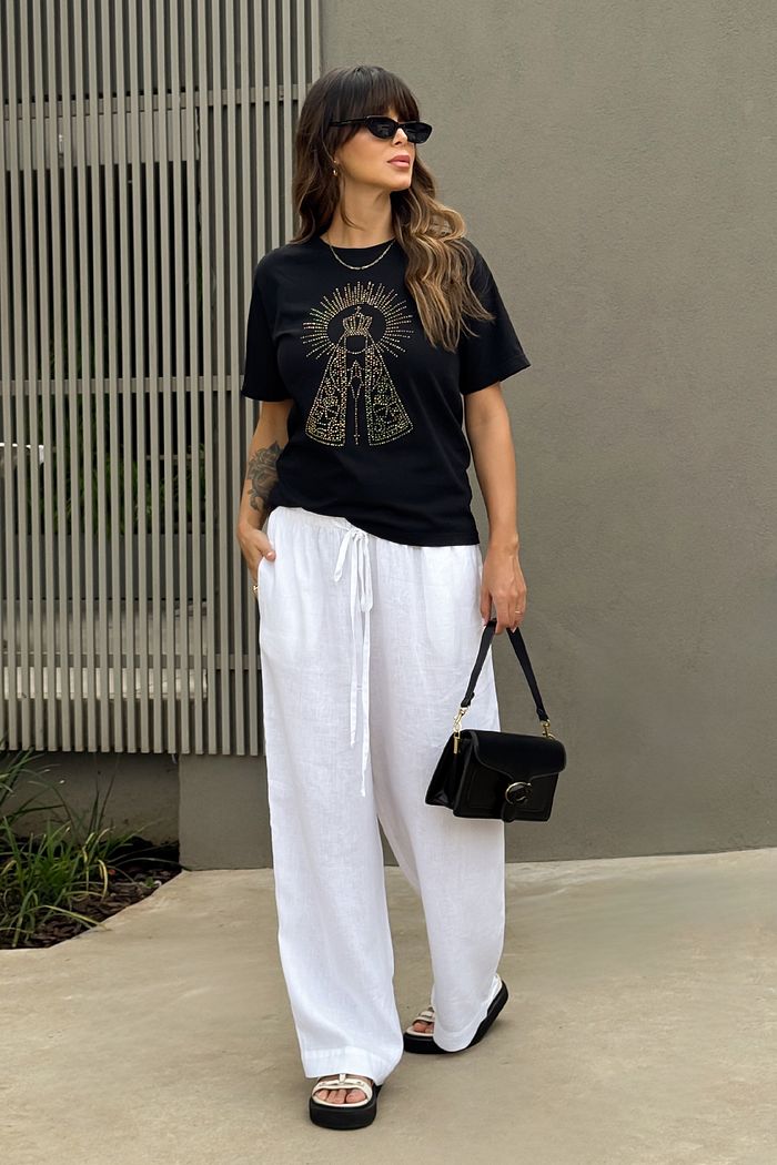 T-SHIRT ESTONADA NOSSA SENHORA APARECIDA PRETA