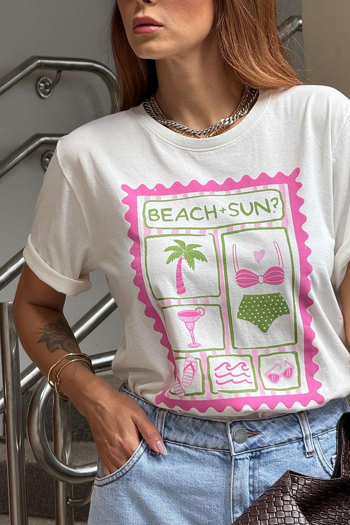 T-SHIRT ESTONADA BEACH SUN OFF WHITE