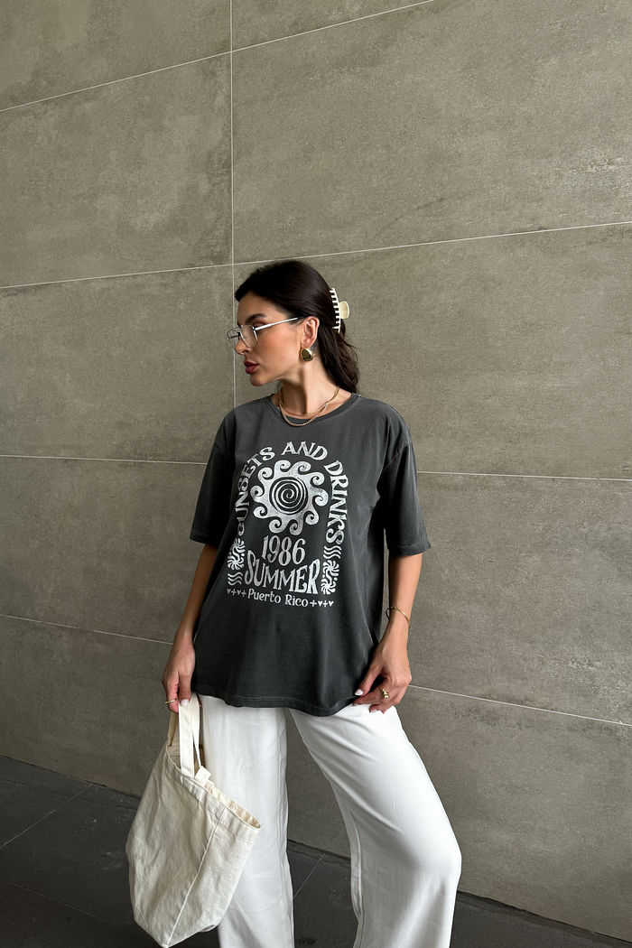 T-SHIRT ESTONADA DRINKS PUERTO RICO (COM GLITTER) CHUMBO