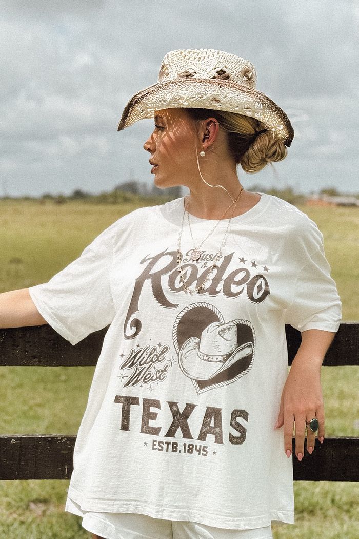 T-SHIRT OVERSIZED RODEO TEXAS OFF WHITE