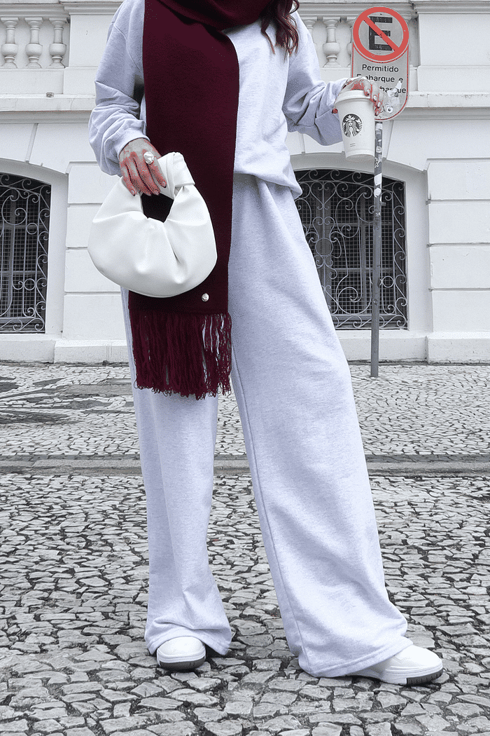 CALÇA DE MOLETOM WIDE LEG MESCLA