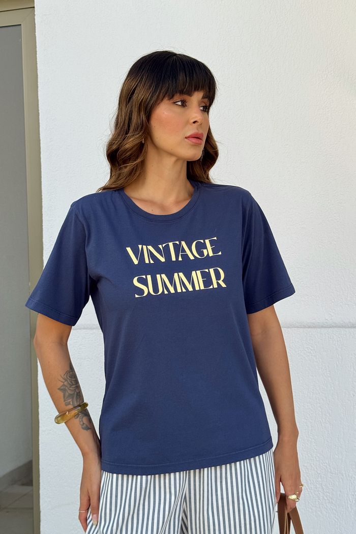 T-SHIRT ESTONADA VINTAGE SUMMER AZUL NAVY