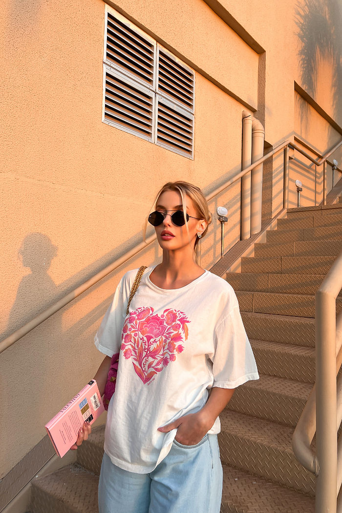T-SHIRT ESTONADA HEART FLOWER OFF WHITE
