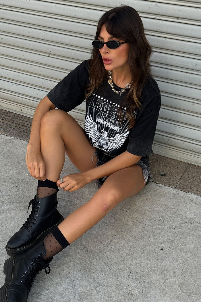 T-SHIRT ESTONADA LEGENDS TAKE FLIGHT (COM GLITTER) PRETO STONE