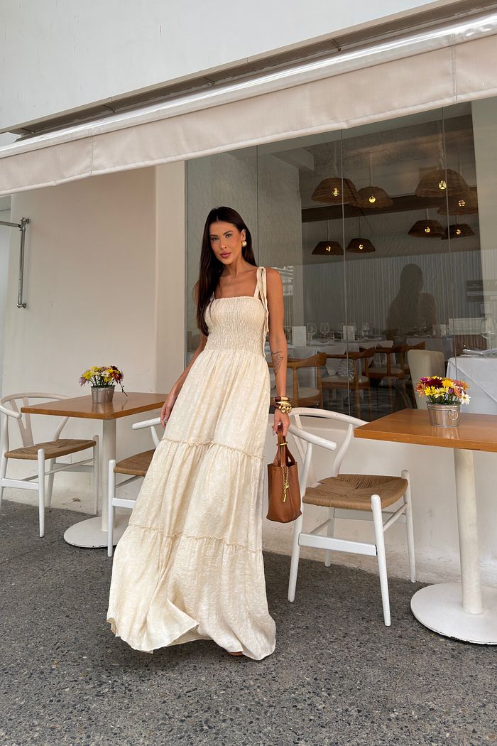 VESTIDO JACQUARD AMALFI AREIA