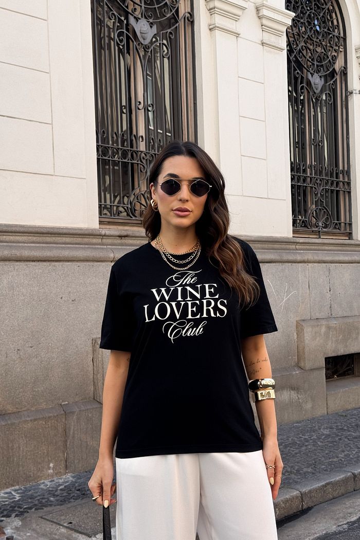 T-SHIRT ESTONADA WINE LOVERS CLUB PRETA