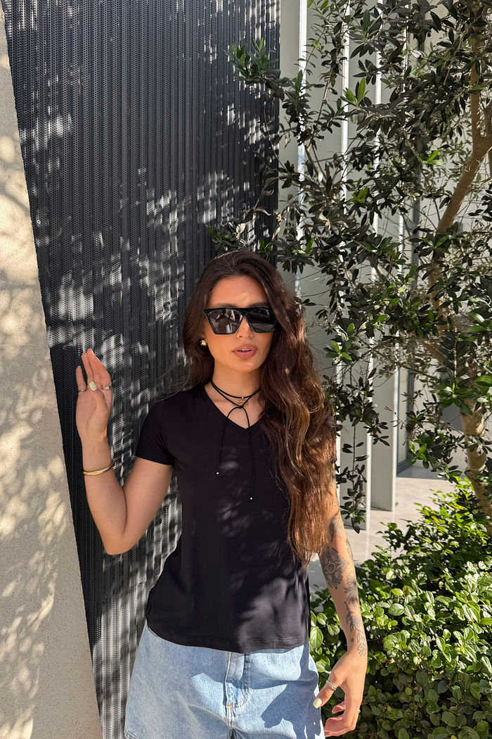 BLUSA VISCOLYCRA DECOTE V PRETO