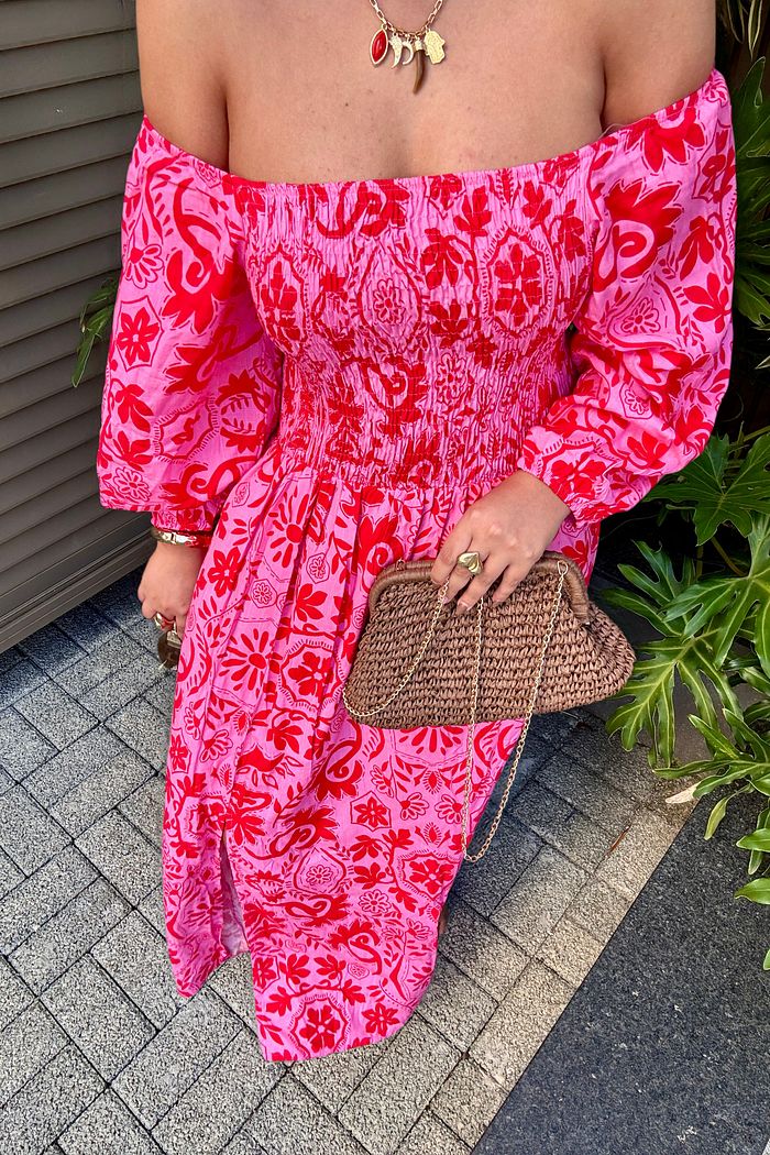 VESTIDO MIDI BARBARA LA FIORE ROSA