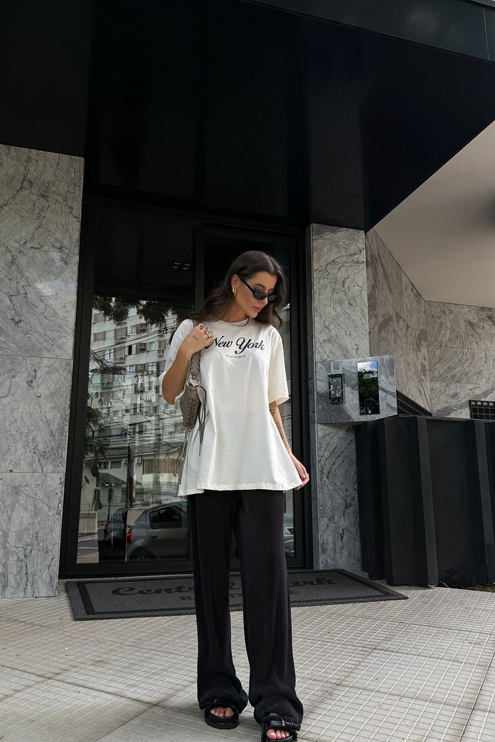 CALÇA PANTALONA PLISSADA CLAIRE PRETA