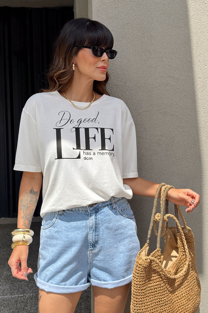 T-SHIRT ESTONADA LIFE HAS A MEMORY OFF WHITE