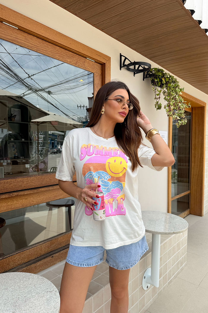 T-SHIRT ESTONADA SMILE SUMMER OFF WHITE
