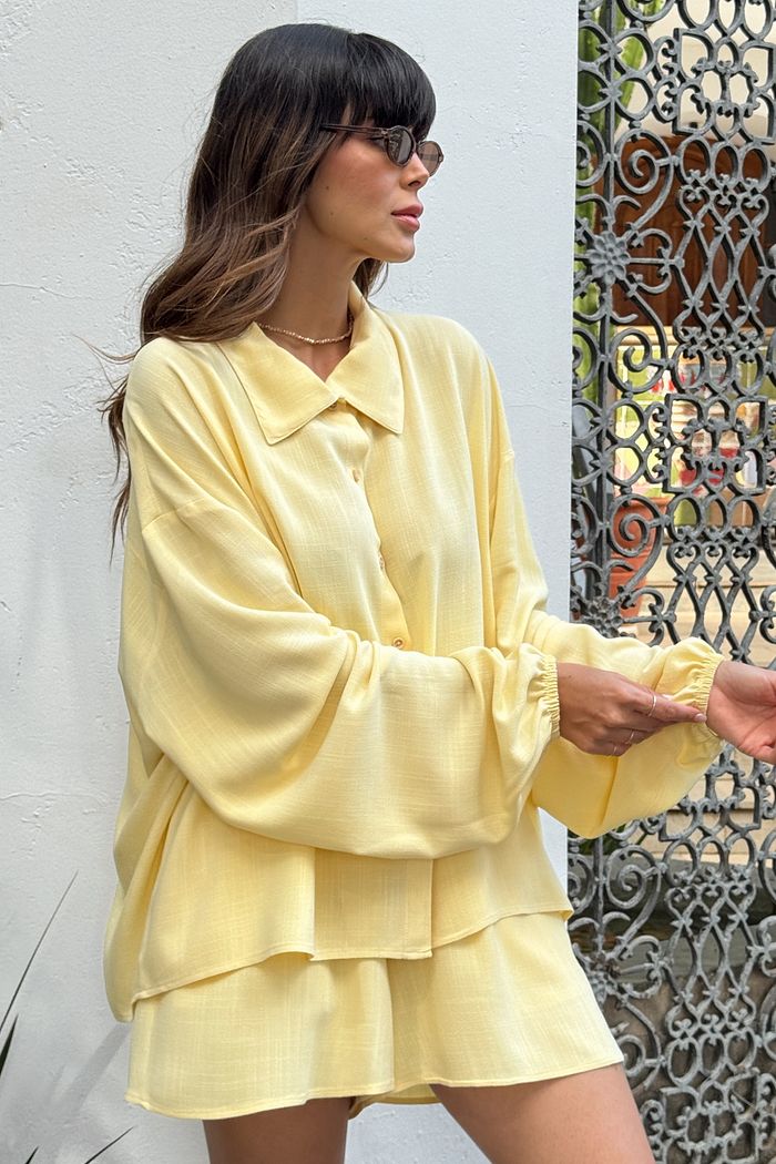 CAMISA MANGA PERA ANA AMARELO MANTEIGA