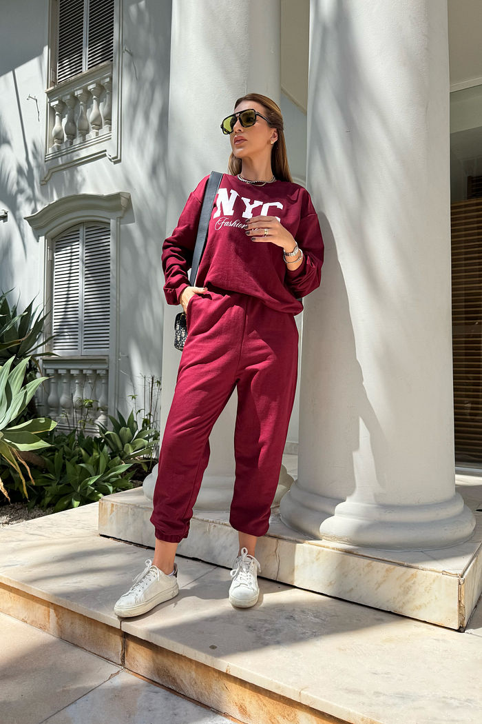 CALÇA DE MOLETOM MARSALA