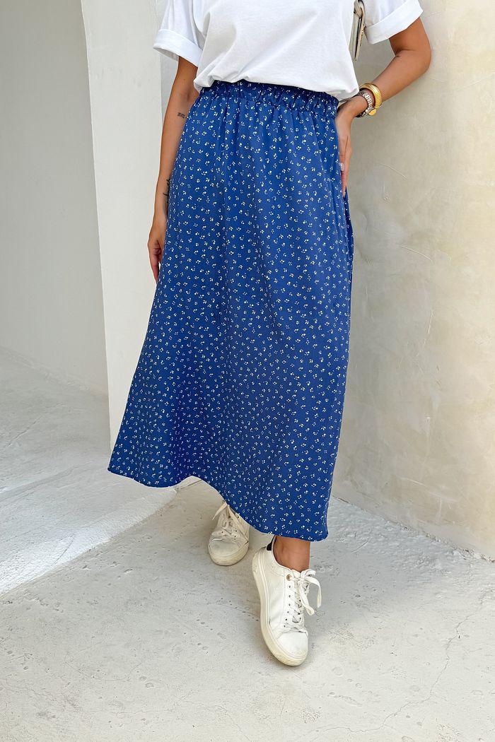 SAIA MIDI SWEET FLORAL AZUL NAVY