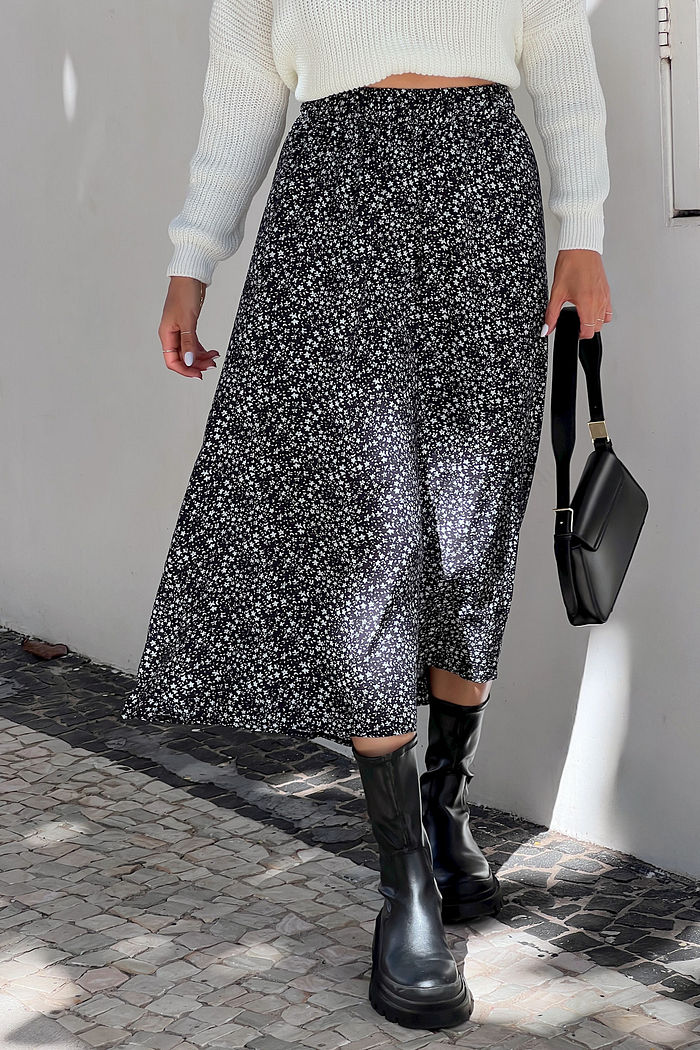 SAIA MIDI SWEET FLORAL LIBERTY PRETO