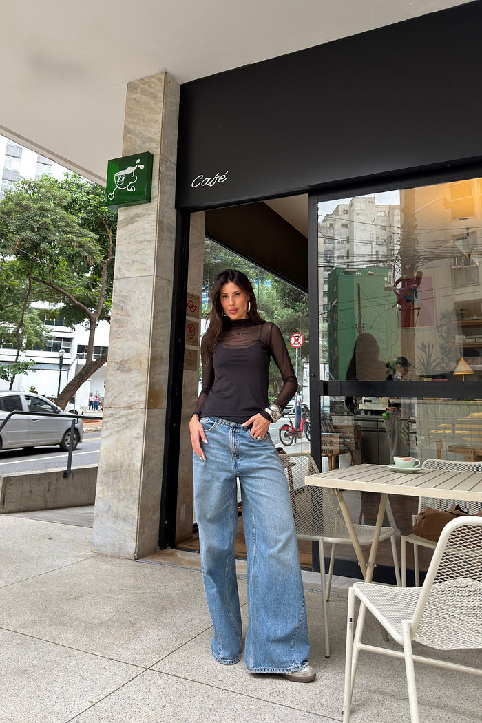 BLUSA DE TULE ALICIA PRETA