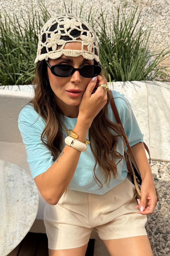 T-SHIRT ESTONADA LISA AZUL BABY BLUE