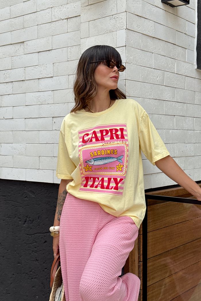 T-SHIRT ESTONADA CAPRI SARDINES AMARELO MANTEIGA