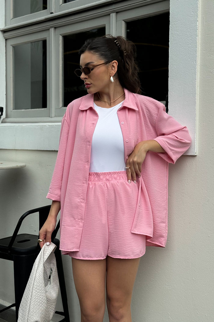 CONJUNTO FRESH COM BOTÕES ROSA CANDY