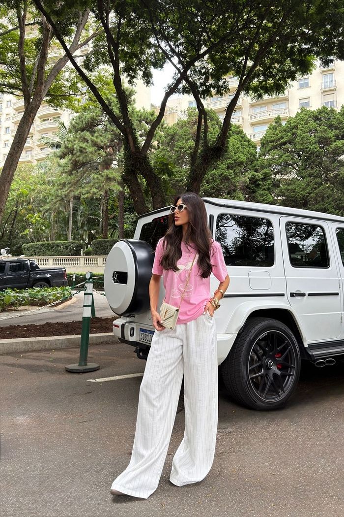 CALÇA PANTALONA RISCA DE GIZ LIA OFF WHITE