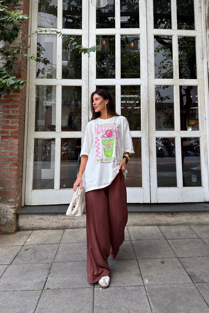 CALÇA PANTALONA VISCOLINHO LIA MARROM