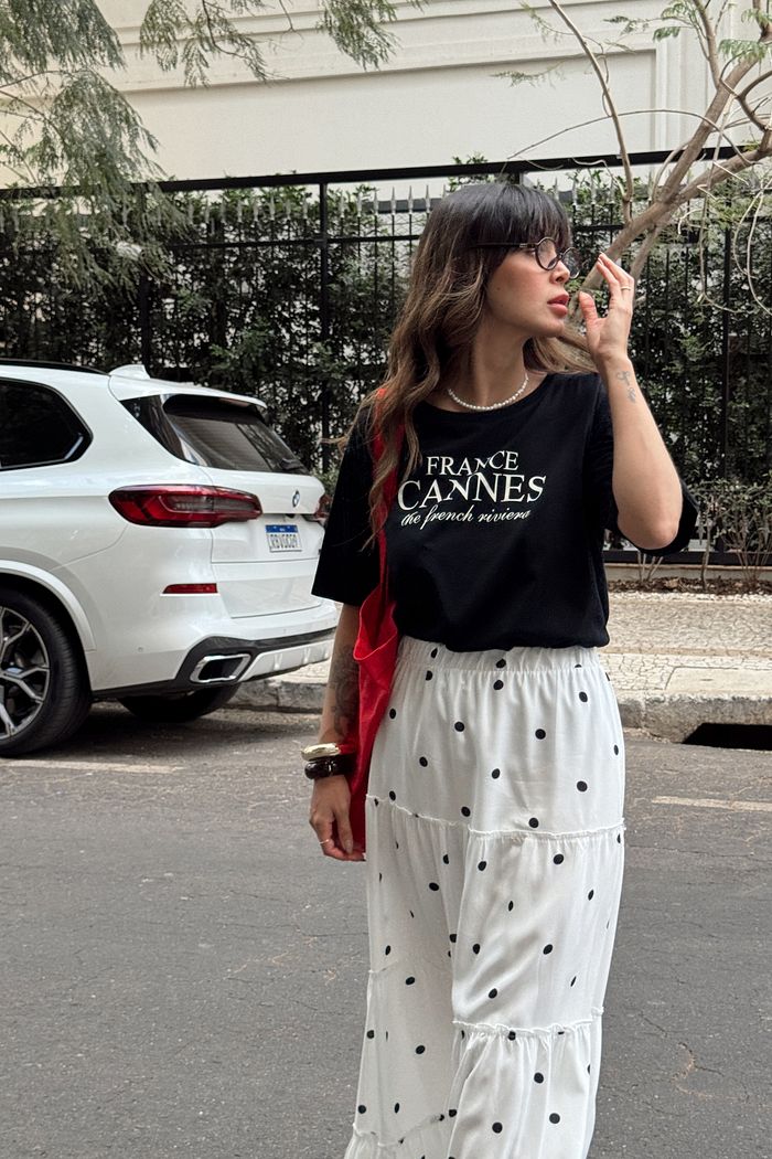 T-SHIRT ESTONADA FRANCE CANNES PRETA