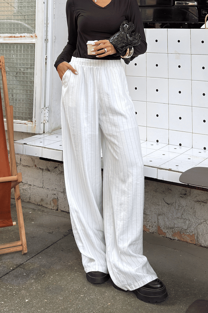 CALÇA PANTALONA RISCA DE GIZ LIA OFF WHITE