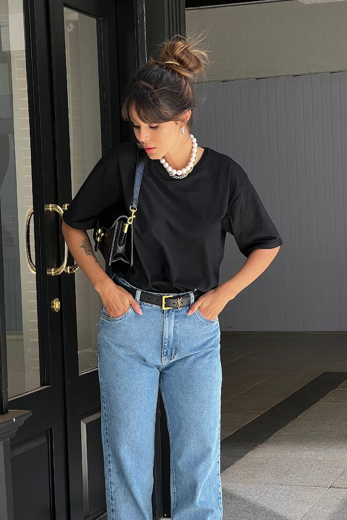 T-SHIRT ESTONADA LISA PRETA