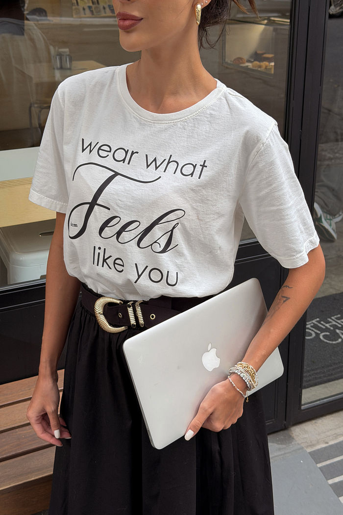 T-SHIRT ESTONADA FEELS LIKE YOU OFF WHITE