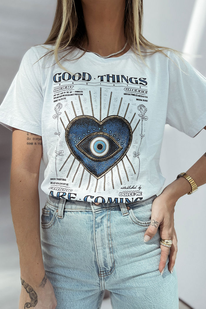 T-SHIRT ESTONADA GREEK HEART BRANCO