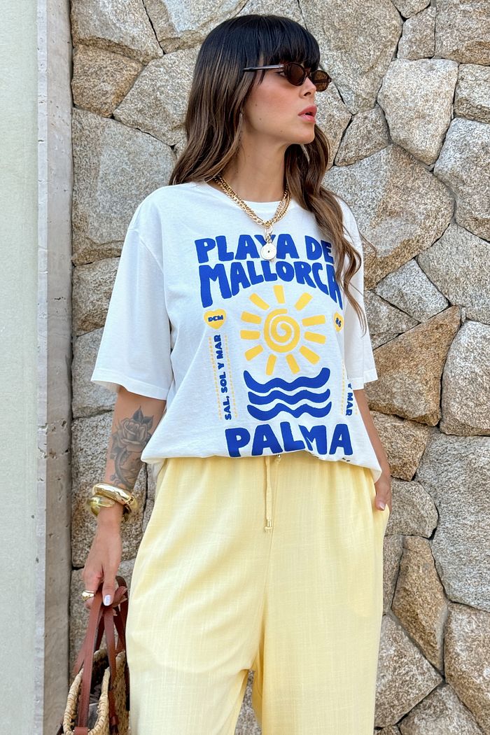 T-SHIRT OVERSIZED PLAYA DE MALLORCA OFF WHITE