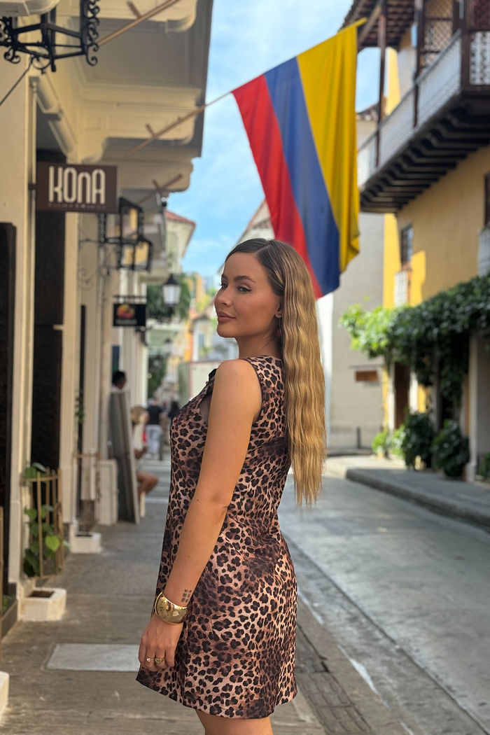 VESTIDO CURTO ANIMAL PRINT CHLOE