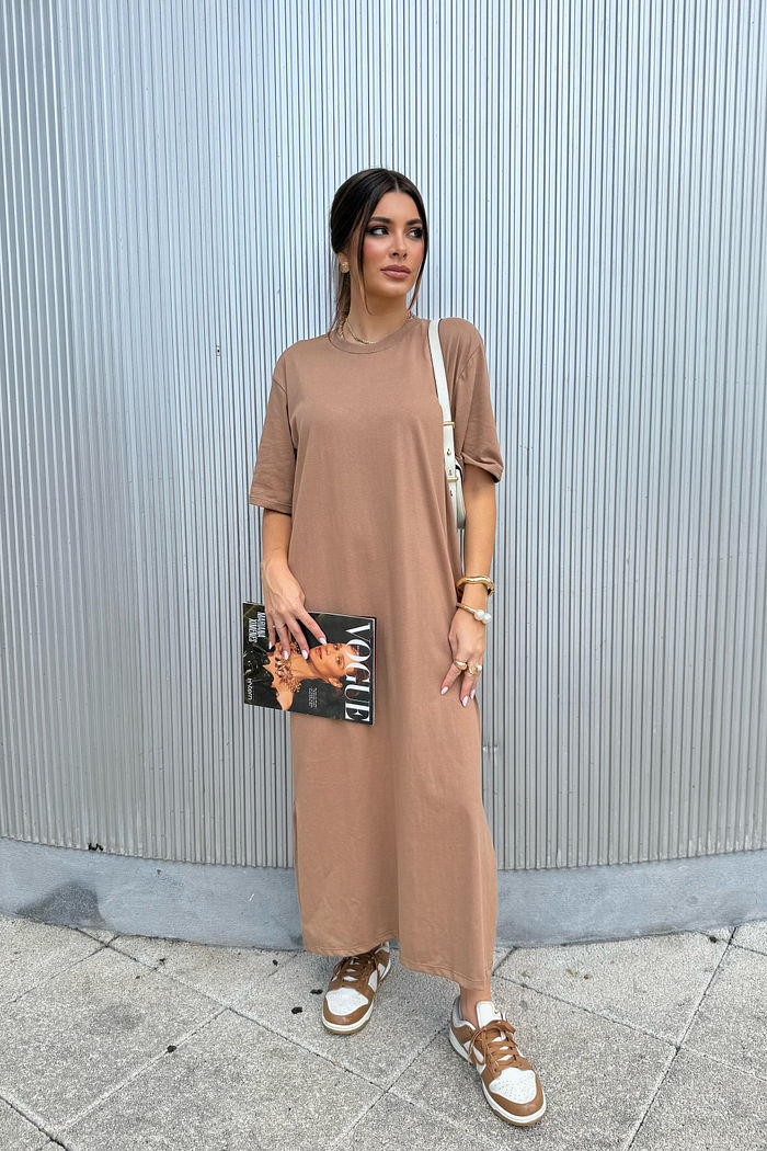 VESTIDO LONGO ZARA MARROM CAPPUCCINO