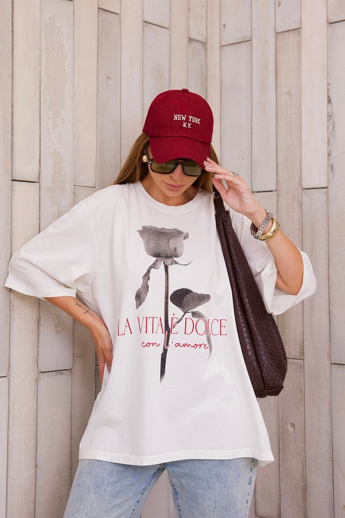 T-SHIRT OVERSIZED LA DOLCE VITA OFF WHITE