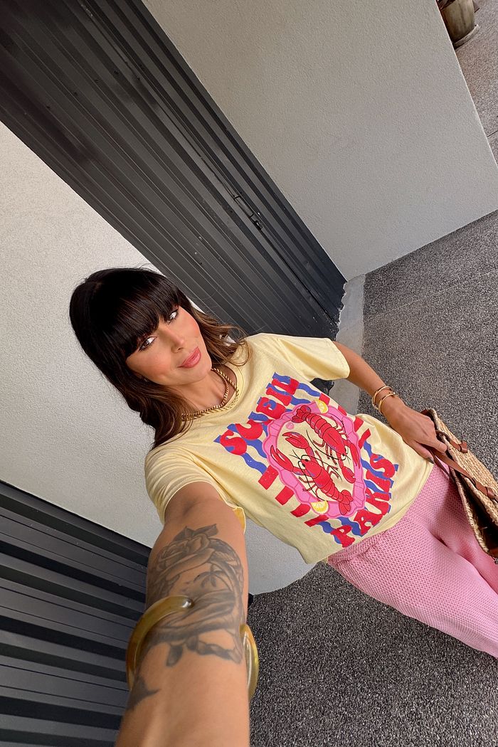 T-SHIRT ESTONADA LAGOSTAS SOLEIL AMARELO MANTEIGA