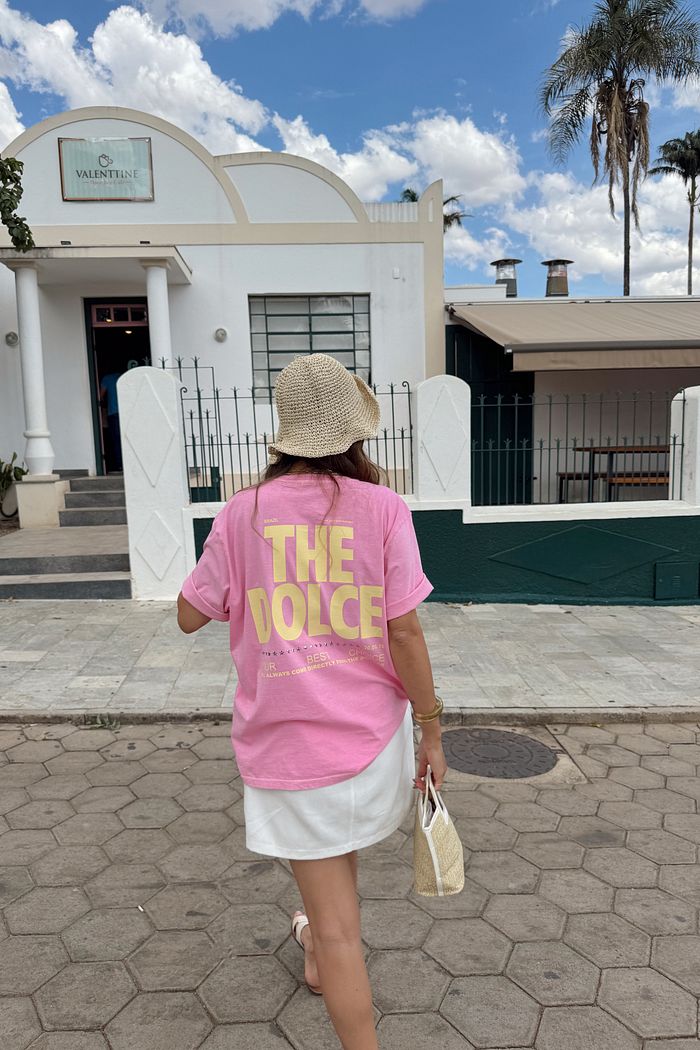 T-SHIRT OVERSIZED THE DOLCE (COM STRASS) ROSA CHICLETE