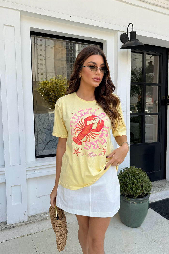 T-SHIRT ESTONADA FRUTTI DI MARE AMARELO MANTEIGA
