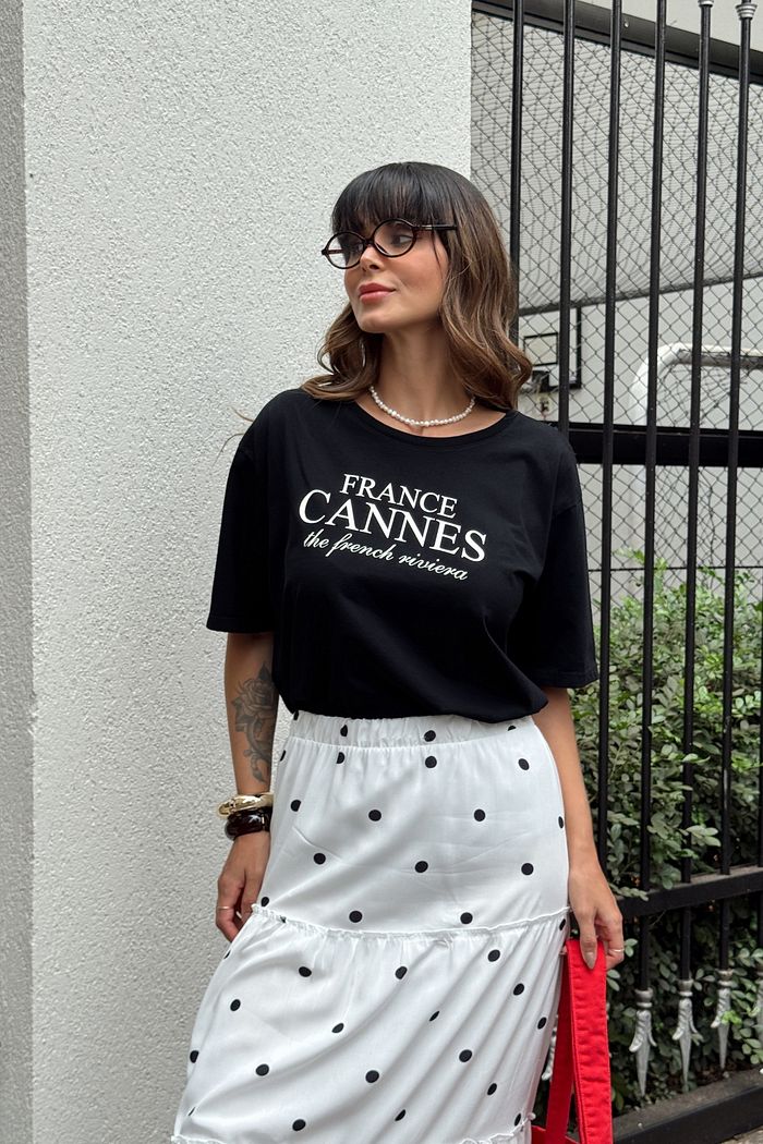 T-SHIRT ESTONADA FRANCE CANNES PRETA