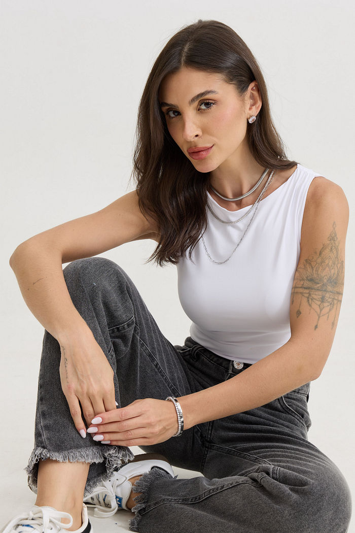 BLUSA DECOTE CANOA GIULIA BRANCA