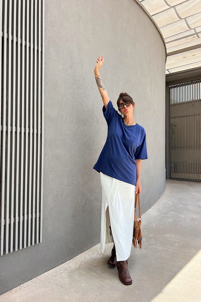 T-SHIRT ESTONADA LISA AZUL NAVY