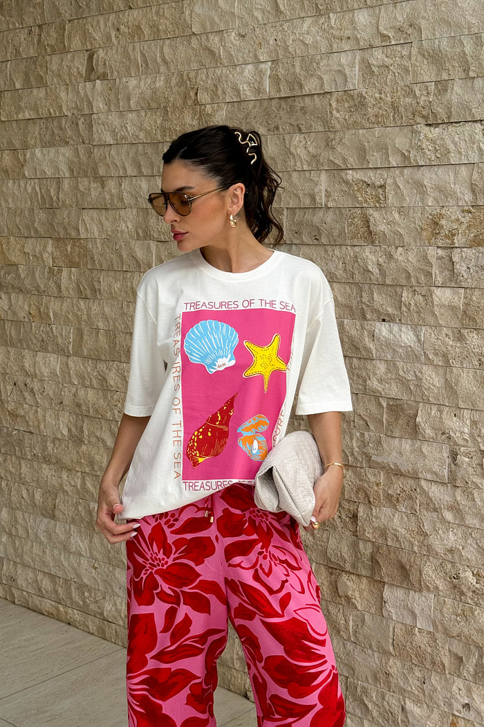 T-SHIRT OVERSIZED TREASURES SEA OFF WHITE