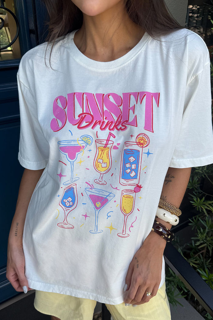 T-SHIRT ESTONADA SUNSET DRINKS OFF WHITE