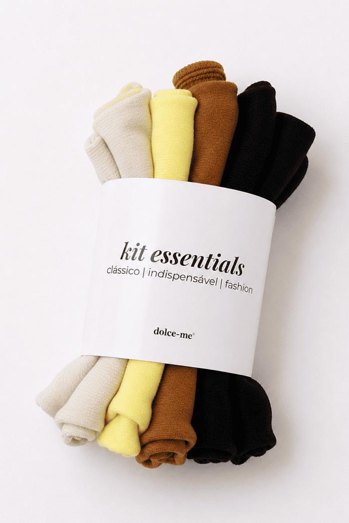 kit com 4 blusas femininas em viscolycra nas cores areia, preta, marrom e amarelo, com decote V, toque macio e modelagem confortável, do P ao G2
