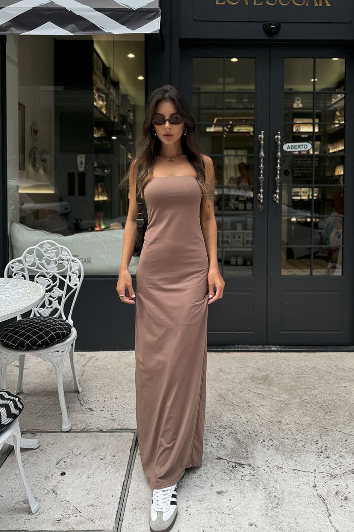 VESTIDO TOMARA QUE CAIA GABRIELLA CAPPUCCINO