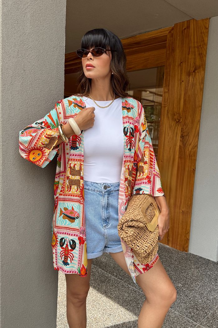 KIMONO CURTO ESTAMPADO ANNE BRASILIDADES
