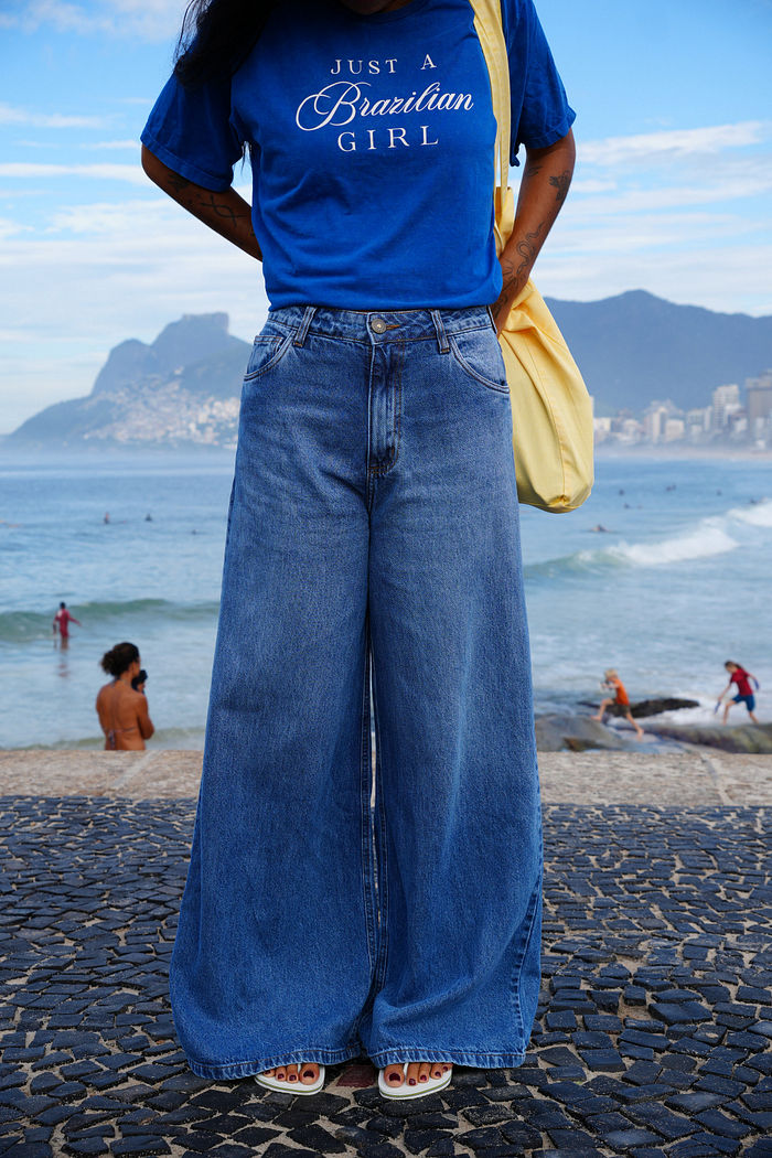 CALÇA JEANS SUPER PANTALONA CELINE AZUL